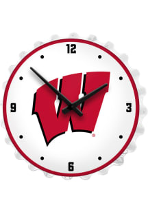 Wisconsin Badgers Bottle Cap Lighted Wall Clock
