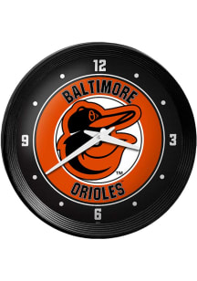 Baltimore Orioles Ribbed Frame Wall Clock