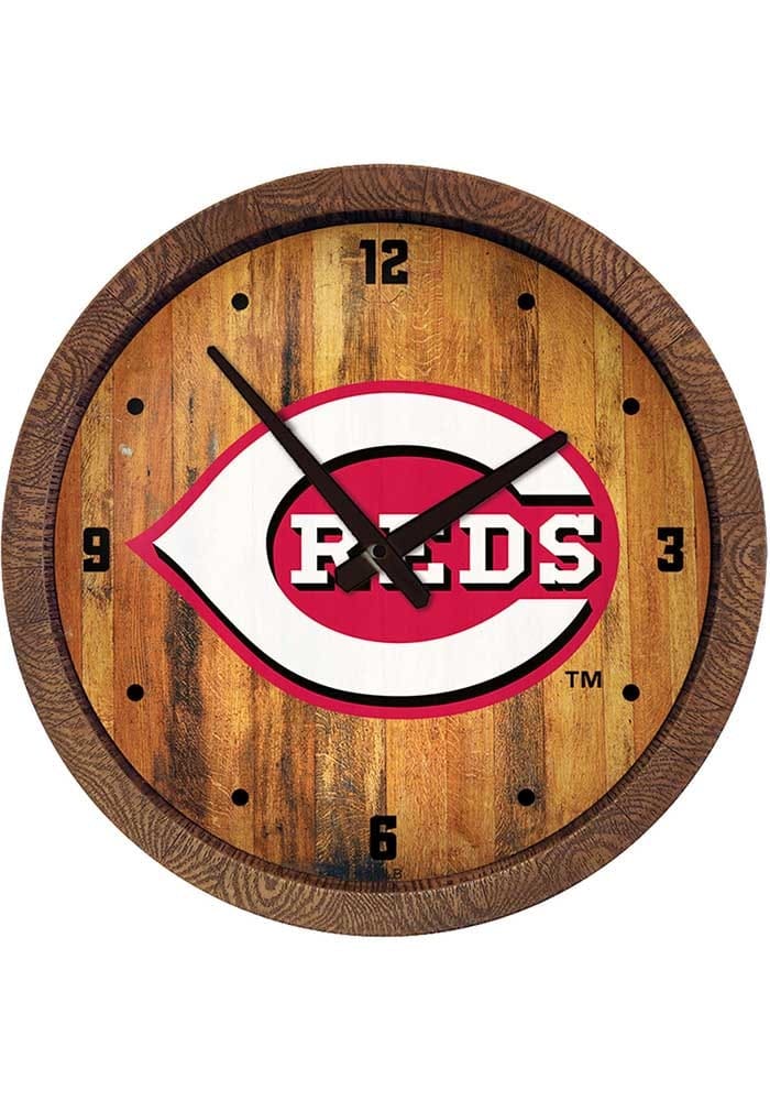 Cincinnati Reds Faux Wood Barrel Top Wall Clock