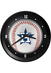 Houston Astros Baseball Ribbed Frame Wall Clock