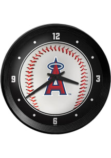 Los Angeles Angels Baseball Ribbed Frame Wall Clock