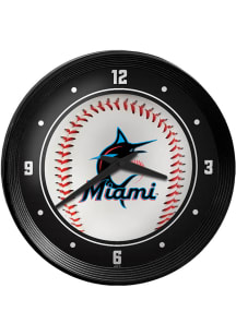 Miami Marlins Baseball Ribbed Frame Wall Clock
