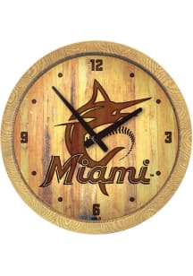 Miami Marlins Faux Barrel Top Wall Clock