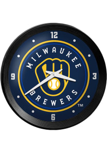 Milwaukee Brewers Ribbed Frame Wall Clock