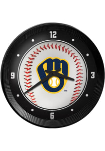 Milwaukee Brewers Baseball Ribbed Frame Wall Clock