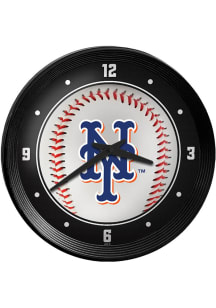 New York Mets Baseball Ribbed Frame Wall Clock