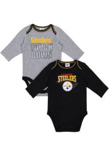 Pittsburgh Steelers Baby Black Touchdown 2PK LS One Piece