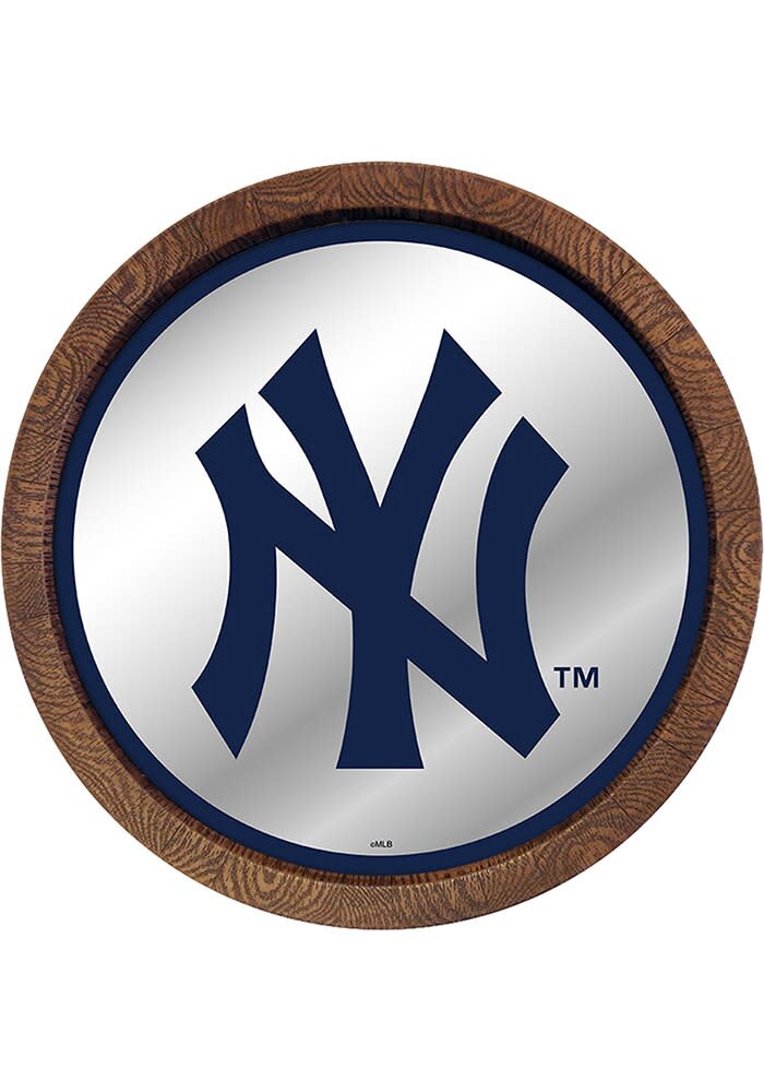 The Fan-Brand New York Yankees White Faux Barrel Top Mirrored Sign ...