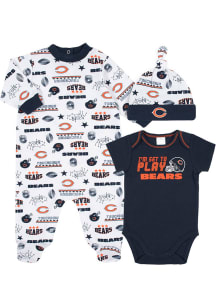 Chicago Bears Baby Navy Blue Set to Play 3PK One Piece