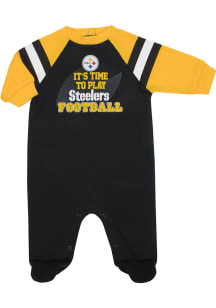 Pittsburgh Steelers Baby Black All About Football Loungewear One Piece Pajamas