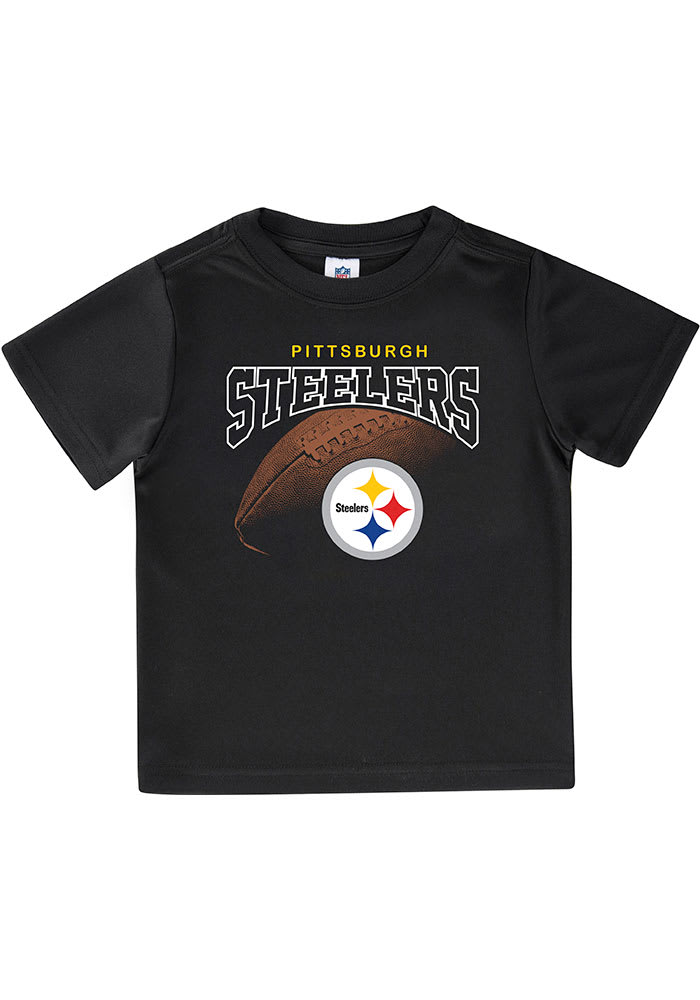 Pittsburgh Steelers Toddler Black Arch Ball Short Sleeve T-Shirt