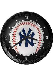 New York Yankees Baseball Ribbed Frame Wall Clock