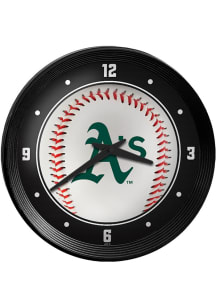 Oakland Athletics Baseball Ribbed Frame Wall Clock