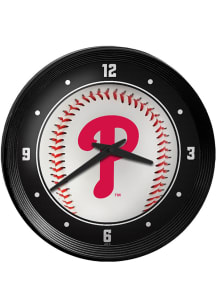 Philadelphia Phillies Baseball Ribbed Frame Wall Clock