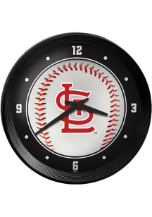 St Louis Cardinals Baseball Ribbed Frame Wall Clock