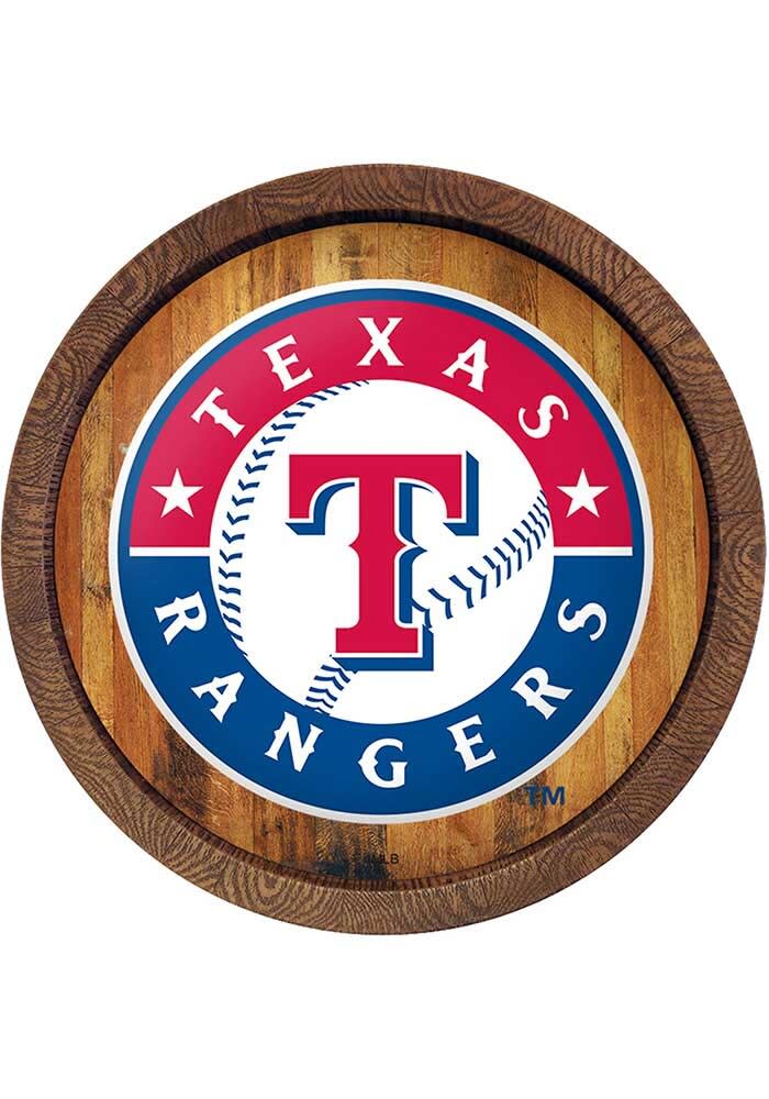 The Fan-Brand Texas Rangers Faux Barrel Top Mirrored Sign, Blue, Size NA, Rally House