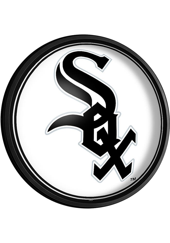 The Fan-Brand Chicago White Sox White Logo Round Slimline Lighted Sign ...