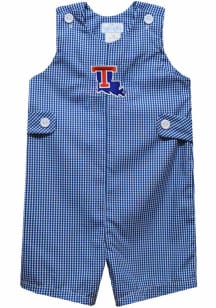 Vive La Fete Louisiana Tech Bulldogs Toddler Blue Gingham Overalls