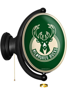The Fan-Brand Milwaukee Bucks Original Oval Rotating Lighted Sign