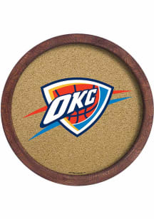 The Fan-Brand Oklahoma City Thunder Barrel Framed Cork Board Sign