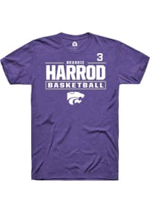 Brandie Harrod Rally Mens Purple K-State Wildcats NIL Stacked Box Player T Shirt