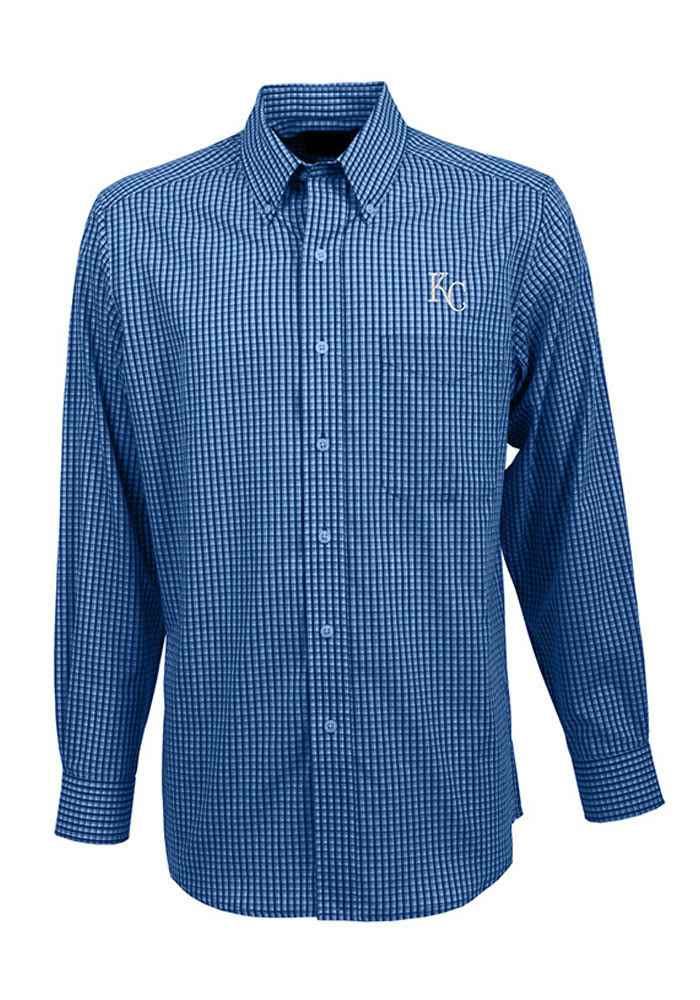 Antigua Kansas City Royals Mens Blue Associate Long Sleeve Dress Shirt