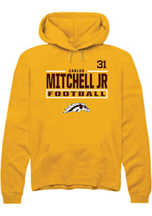 Carlos Mitchell Jr Western Michigan Broncos Mens Gold Football NIL Stacked Box Player Hood