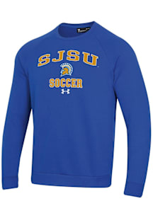 Under Armour San Jose State Spartans Mens Blue Soccer Rival Long Sleeve Crew Sweatshirt