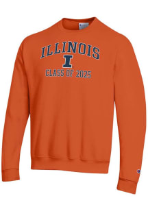 Mens Illinois Fighting Illini Orange Champion Class of 2025 Text Powerblend Crew Sweatshirt