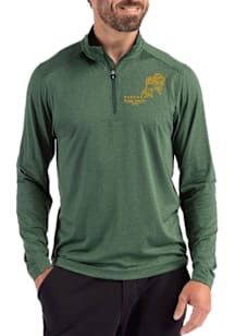 Cutter and Buck North Dakota State Bison Mens Green Vintage Coastline Long Sleeve Qtr Zip Pullover