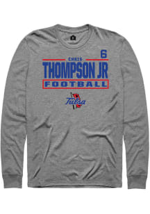 Chris Thompson Jr Mens Graphite Tulsa Golden Hurricane NIL Stacked Box Long Sleeve Player T Shirt