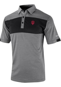 Mens Indiana Hoosiers Black Columbia Heat Seal Omni Wick Total Control Short Sleeve Polo Shirt