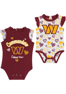 Washington Commanders Baby Burgundy Happy Hearts Set One Piece