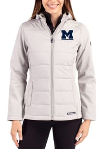 Womens Michigan Wolverines Dark Grey Cutter and Buck Letterwinners M Club Evoke Hood Heavy Weight..