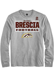 Michael Brescia Western Michigan Broncos Grey Football NIL Stacked Box Long Sleeve Player T Shirt
