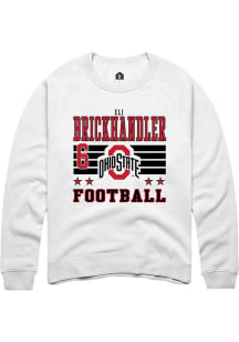 Eli Brickhandler Rally Mens White Ohio State Buckeyes NIL Striped Player Crew