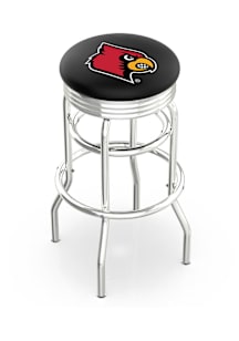 Louisville Cardinals Double-Ring Swivel Chrome Pub Stool - Black
