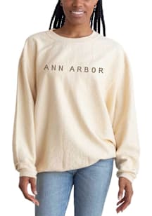 Ann Arbor Womens Natural Wordmark Crew Sweatshirt