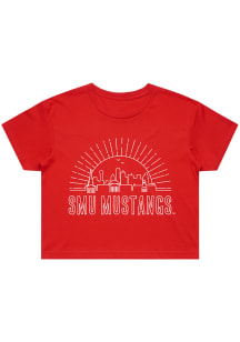 Uscape SMU Mustangs Womens Red Adventurer Crop Short Sleeve T-Shirt