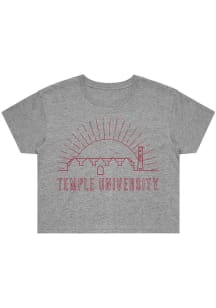 Uscape Temple Owls Womens Grey Adventurer Crop Short Sleeve T-Shirt
