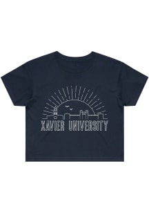 Uscape Xavier Musketeers Womens Navy Blue Adventurer Crop Short Sleeve T-Shirt