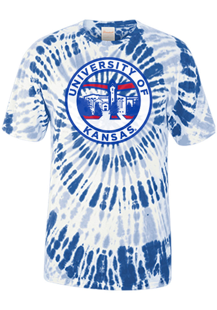 Kansas Jayhawks Blue Spiral Tie Dye Short Sleeve T Shirt