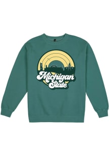 Uscape Michigan State Spartans Mens Green Far Out Gradient Long Sleeve Fashion Sweatshirt