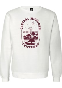 Uscape Central Michigan Chippewas Mens White New Starry Standard Long Sleeve Crew Sweatshirt