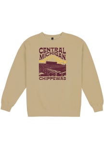 Uscape Central Michigan Chippewas Mens White Sunburst Pigment Dyed Long Sleeve Crew Sweatshirt