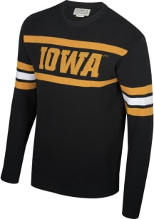 Mens Iowa Hawkeyes Black Uscape Jacquard Stripes Long Sleeve Sweater