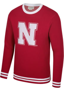 Mens Nebraska Cornhuskers Red Uscape Jacquard Primary Logo Long Sleeve Sweater