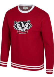 Mens Wisconsin Badgers Red Uscape Jacquard Long Sleeve Sweater