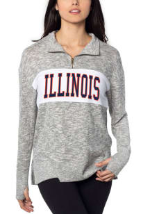 Illinois Fighting Illini Womens Grey Cozy 1/4 Zip Pullover
