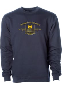 Mens Michigan Wolverines Blue Uscape Grove Crew Sweatshirt